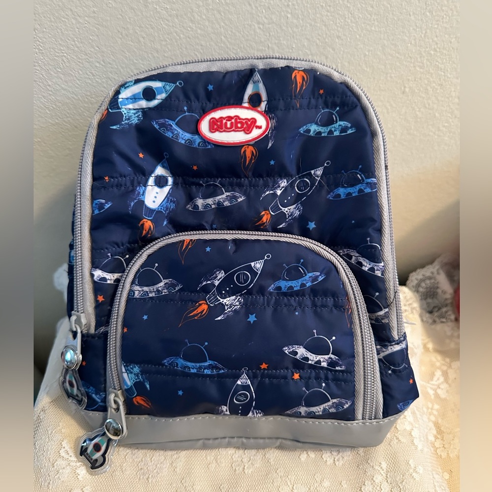 Nuby Quilted Space Backpack - Safety Harness Leash NOT INClUDED 9x8